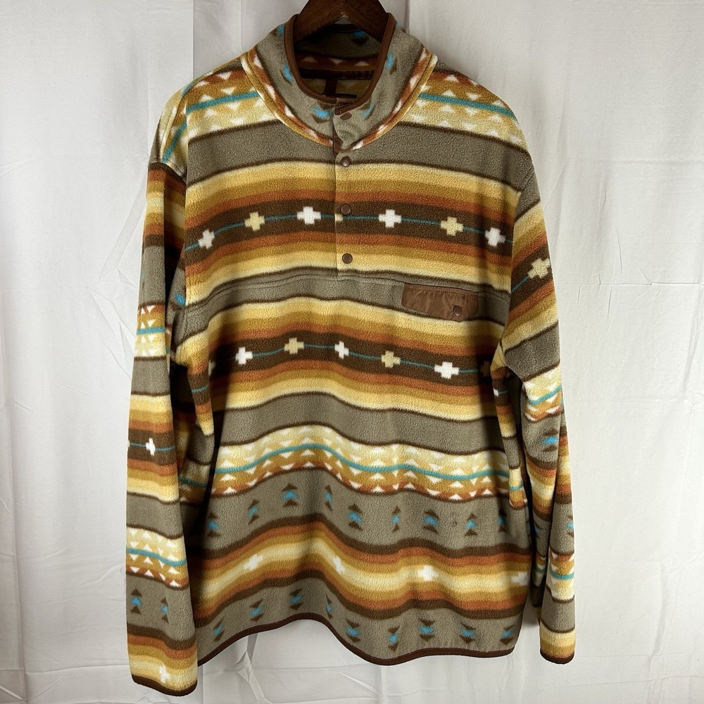 Cabin‎ Fever By Ramatex Fleece Southwest Aztec 2XL 1/4 Button Pullover Pockets